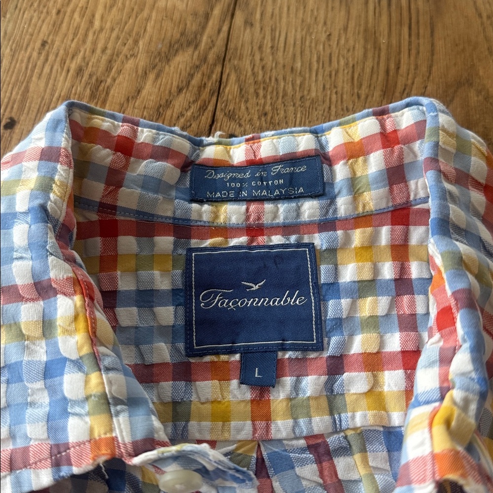 Faconnable Button Down Plaid Designed In France - image 4